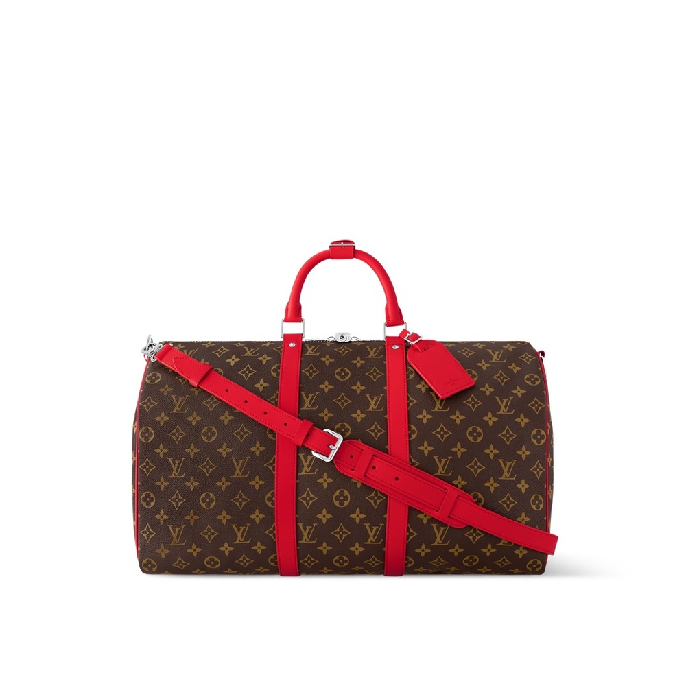 Louis Vuitton Brown and Red Duffle Bag
